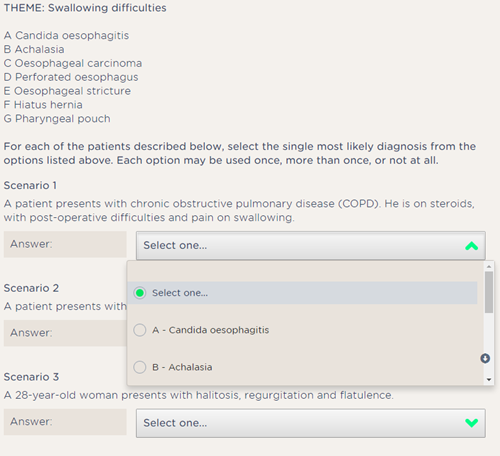 mrcs part a extended matching questions